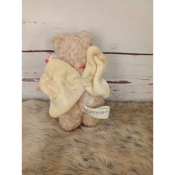 Boyds Collection Ltd Angel Teddy Bear Plush 1990 With Pink Ribbon‎ & Rose Mini - Picture 2 of 8